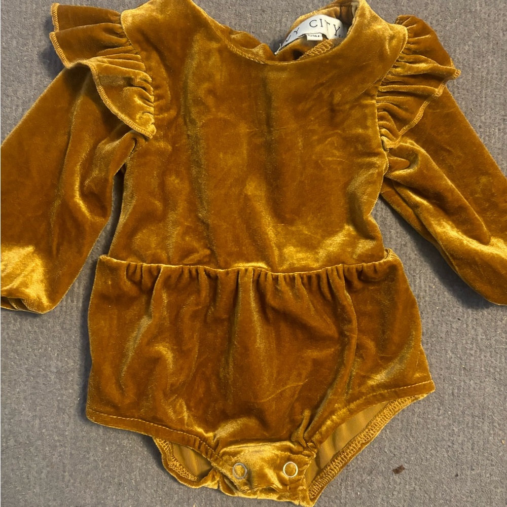 Ivy City Velvet Long Sleeve Baby Romper